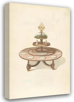 Thomas Sheraton 13x18 Gallery Wrapped Canvas Museum Art Print Titled: Three Tiered Dining Table. (1805-1806)