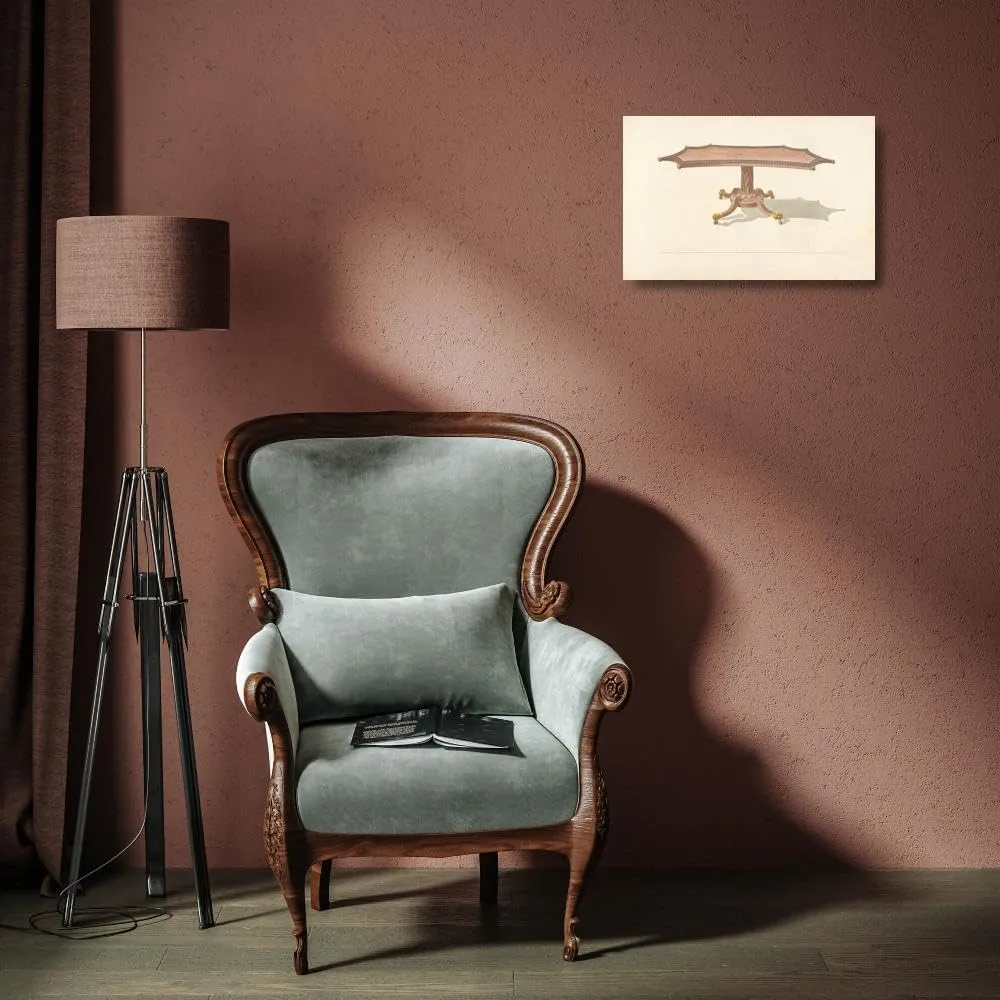 Thomas Sheraton 18x13 Gallery Wrapped Canvas Museum Art Print Titled: Octagonal Table. (1805-1806)