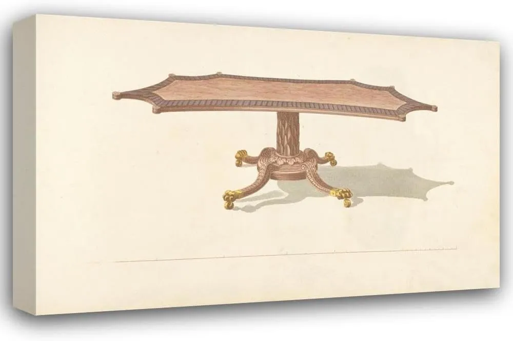 Thomas Sheraton 18x13 Gallery Wrapped Canvas Museum Art Print Titled: Octagonal Table. (1805-1806)