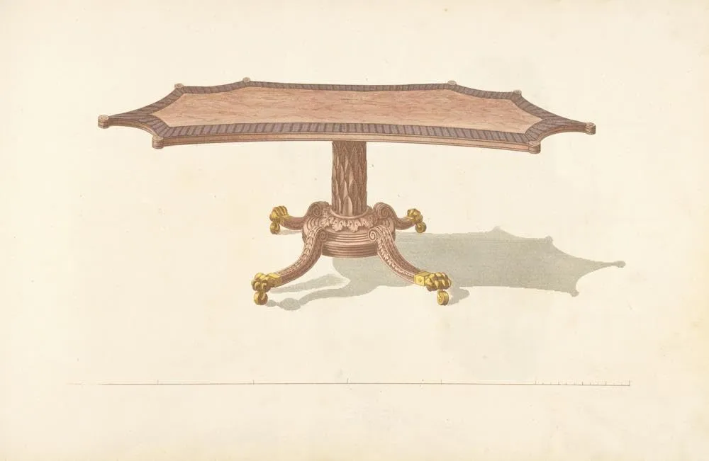 Thomas Sheraton 18x13 Gallery Wrapped Canvas Museum Art Print Titled: Octagonal Table. (1805-1806)