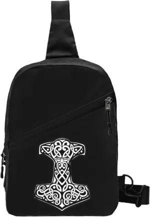 Thor's Hammer Viking Norse Sling Bag For Women Mens Crossbody Bag Shoulder Bag Travel Hiking Crossbody Bag Casual Backpack Chest Bag