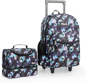 Tilami Double Hand Rolling Backpack Set,Butterfly
