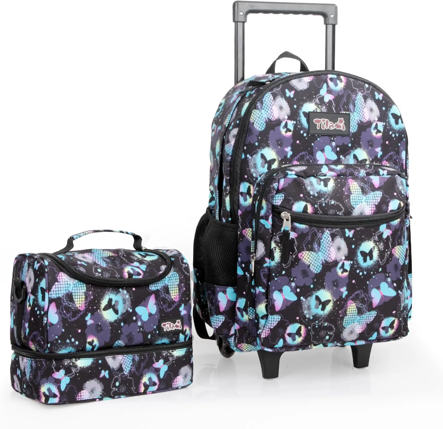 Tilami Double Hand Rolling Backpack Set,Butterfly