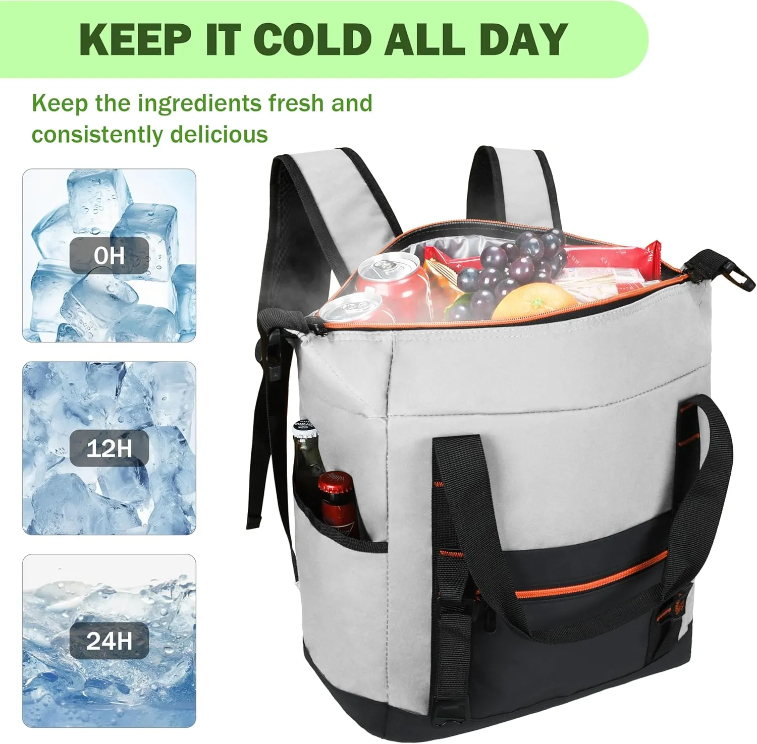Tirrinia Cooler Backpack Bag Insulated, 36 Cans Soft Leakproof Camping Cooler for Hiking, Traveling, Picnic, Beach, BBQ