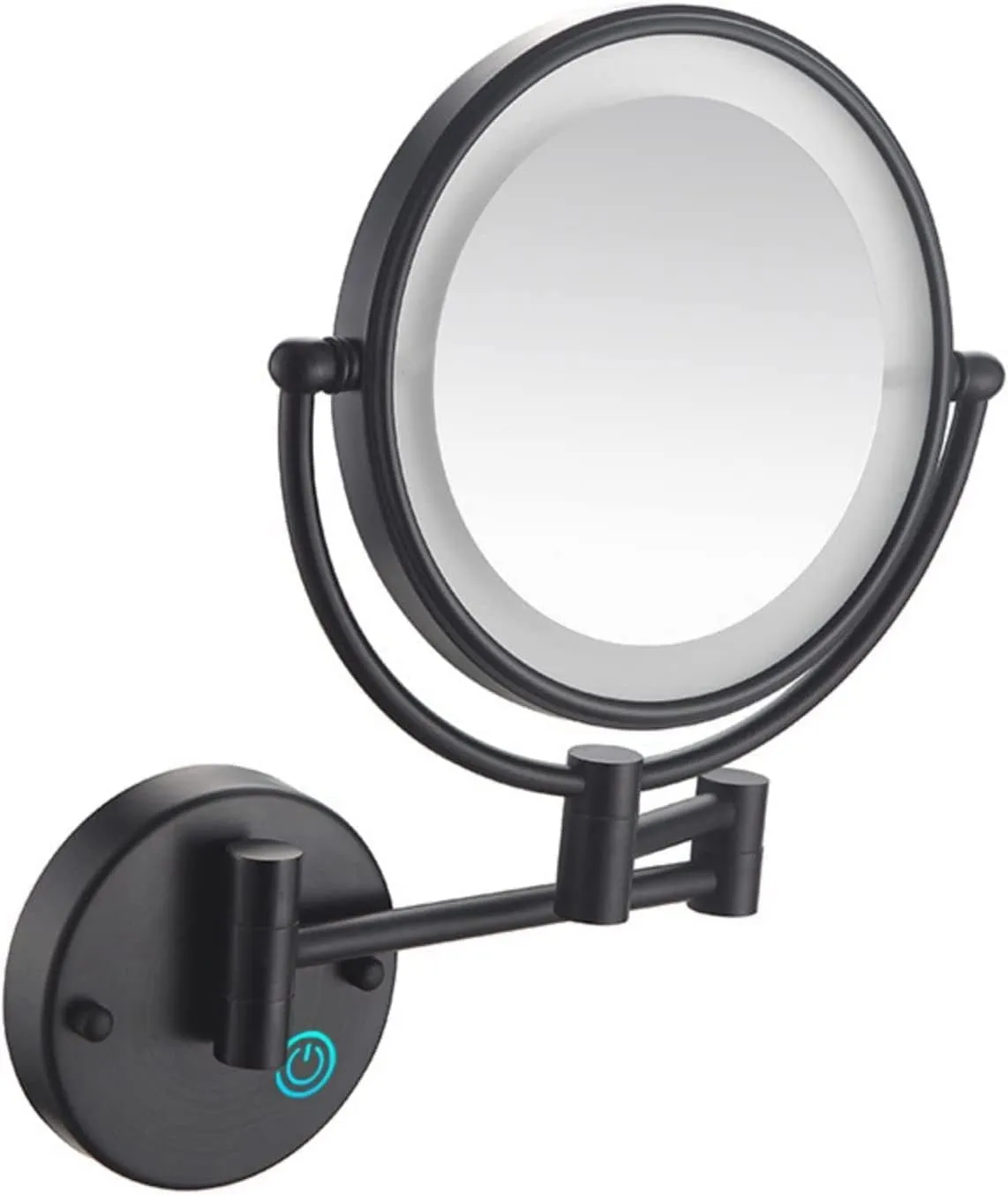 TiStm LED Makeup Mirror with Lights and 10x Magnification Vanity Mirror Wall Mounted Round Double Sided Vanity Magnifying with 360° Swivel Extendable Arm Make up Mirror,Black,Hard Wired