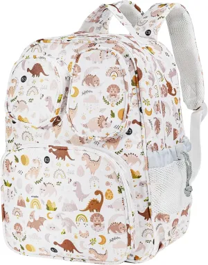 Toddler Backpack for Girls Boys 4 , Lightweight 14” Kids Bookbags with Chest Buckle for Preschool,Travel,Kindergarten,Elementary, Durable & Water-Resistant Fabric,White