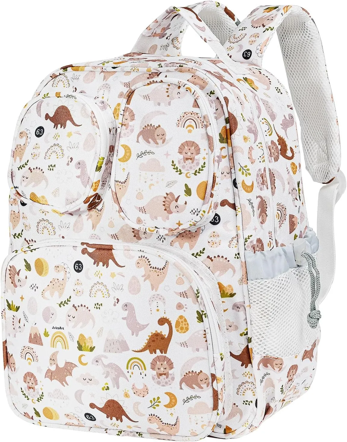 Toddler Backpack for Girls Boys 4 , Lightweight 14” Kids Bookbags with Chest Buckle for Preschool,Travel,Kindergarten,Elementary, Durable & Water-Resistant Fabric,White