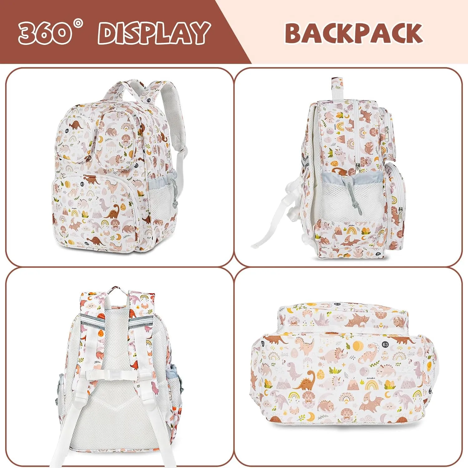 Toddler Backpack for Girls Boys 4 , Lightweight 14” Kids Bookbags with Chest Buckle for Preschool,Travel,Kindergarten,Elementary, Durable & Water-Resistant Fabric,White