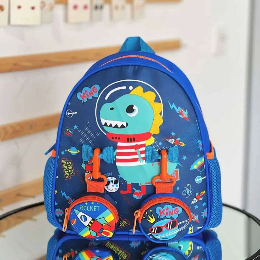 Toddler Backpack with Pouches - Fun Dinosaur Design