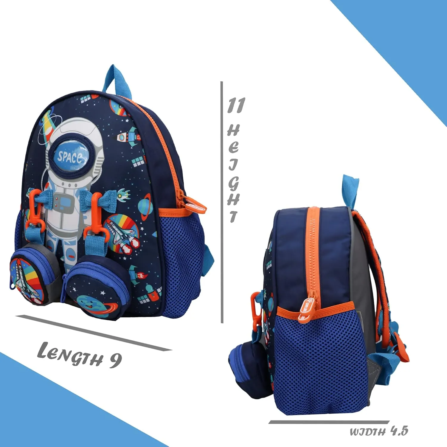 Toddler Backpack with Pouches - Fun Dinosaur Design