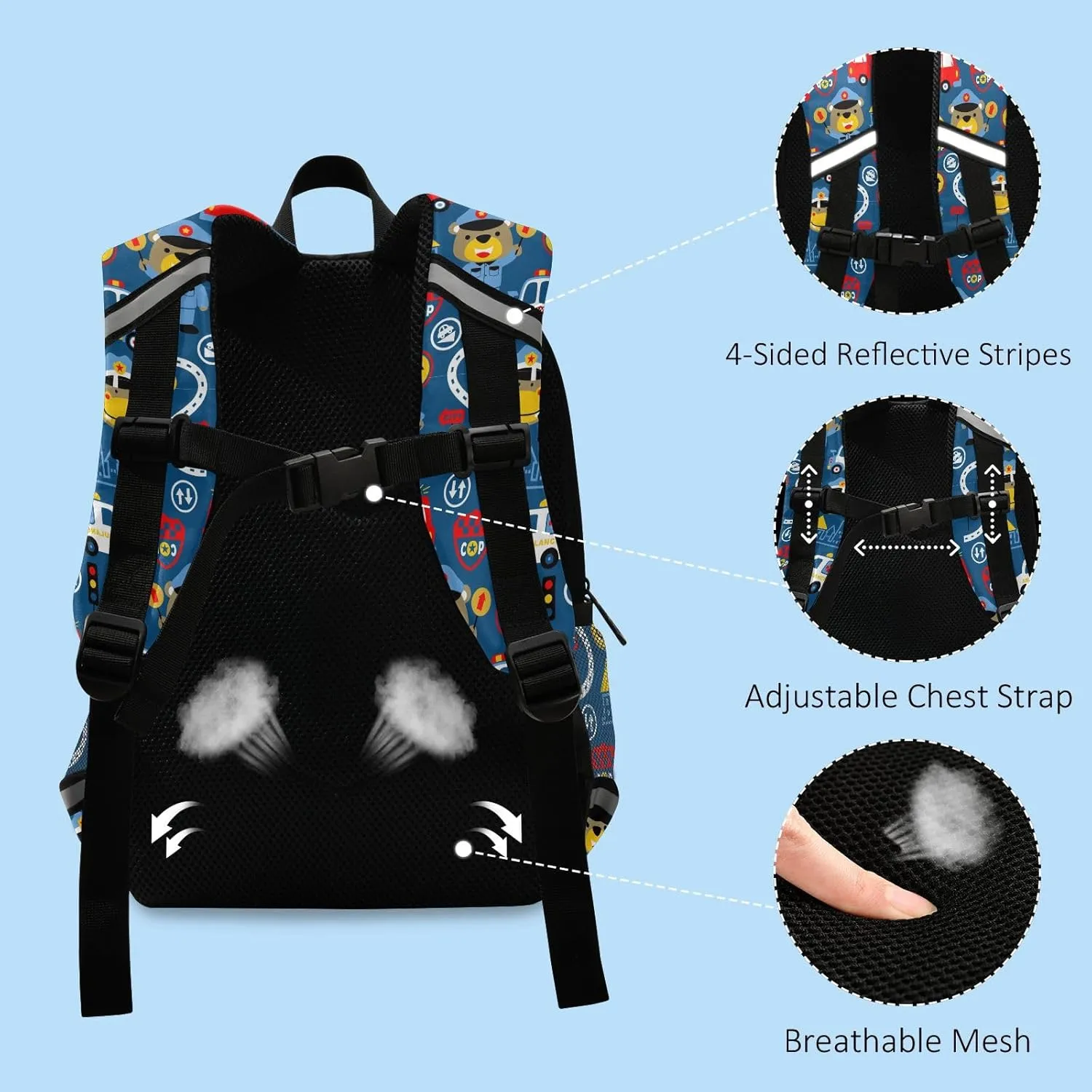 Toddlers Backpack Custom Kid's Name Car Cartoons Bookbag for Boys Girls 3-6 Years,Personalized Colorful Cars Bus Kindergarten Preschool Backpack Daypack