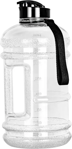 TOOFEEL 2.2L Half Gallon Water Bottle BPA Free - Ideal for Gym, Large Water Jug, Reusable Sports Bottle with Measurements Marked Drink Container - Transparent