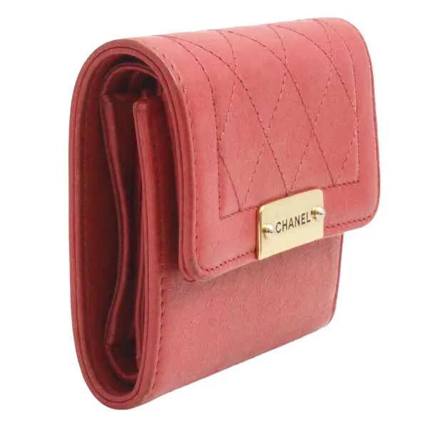 Top Quality Chanel Compact Trifold Wallet Rose Pink