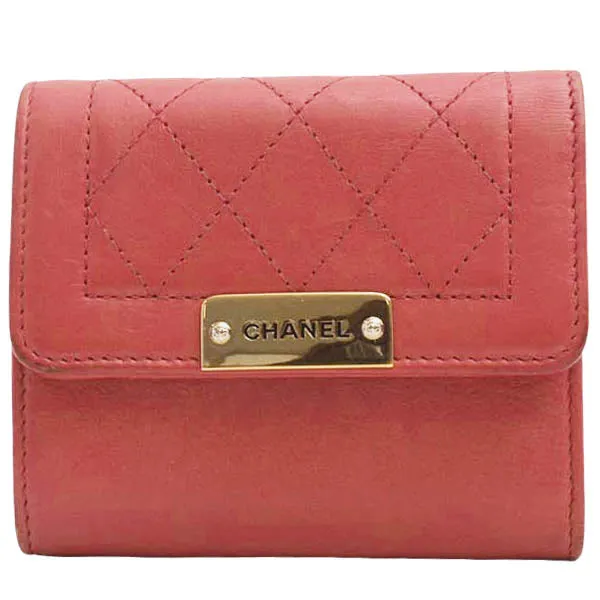 Top Quality Chanel Compact Trifold Wallet Rose Pink