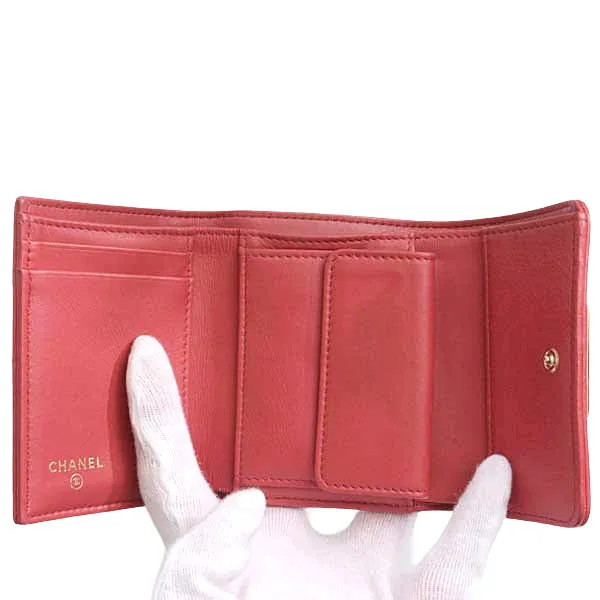 Top Quality Chanel Compact Trifold Wallet Rose Pink