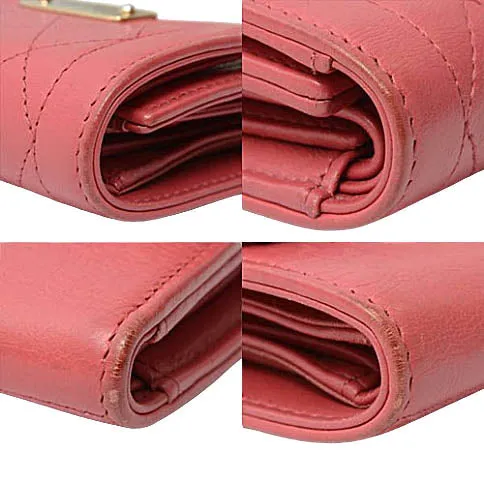 Top Quality Chanel Compact Trifold Wallet Rose Pink