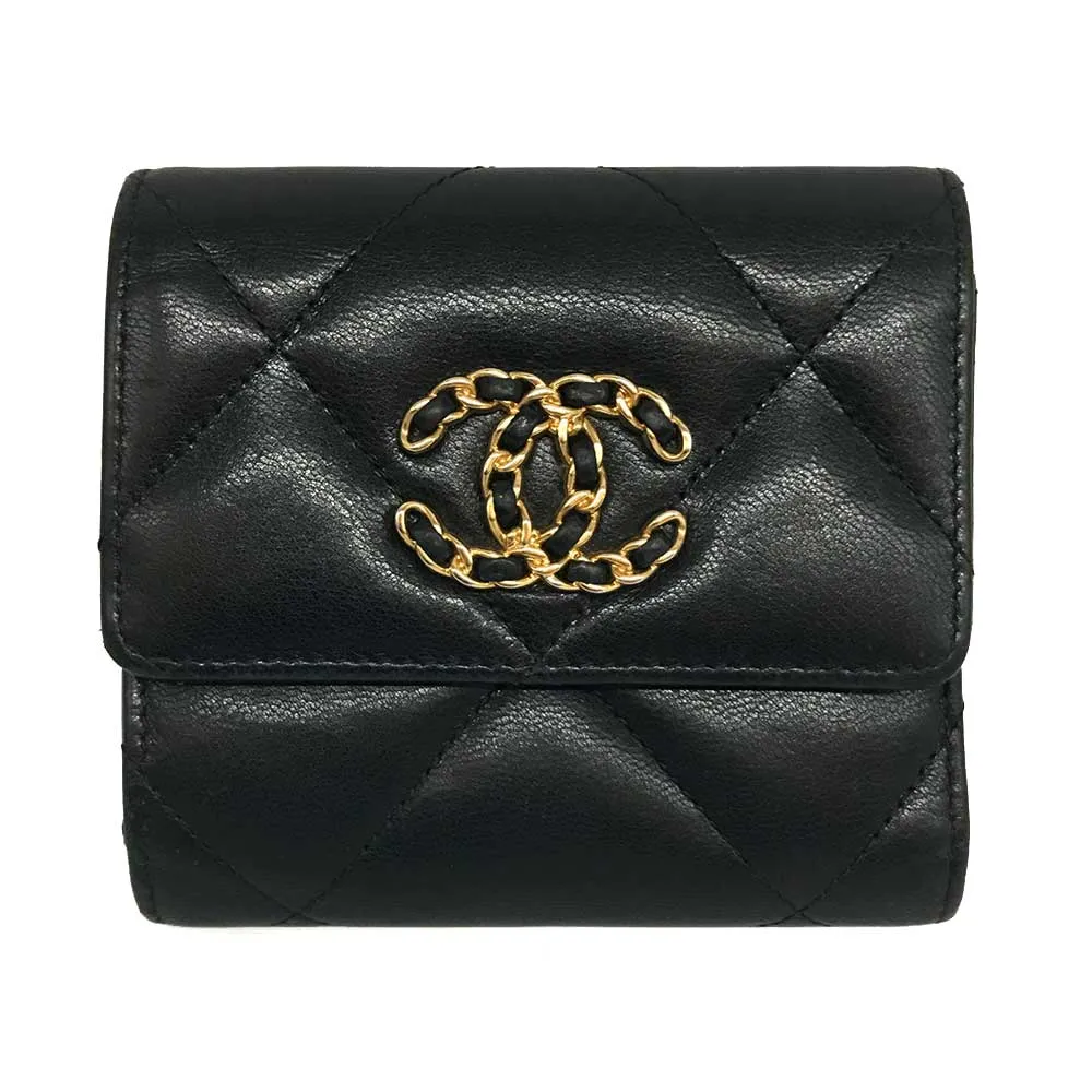 Top Quality Chanel Lambskin Small Flap Mini Wallet Black