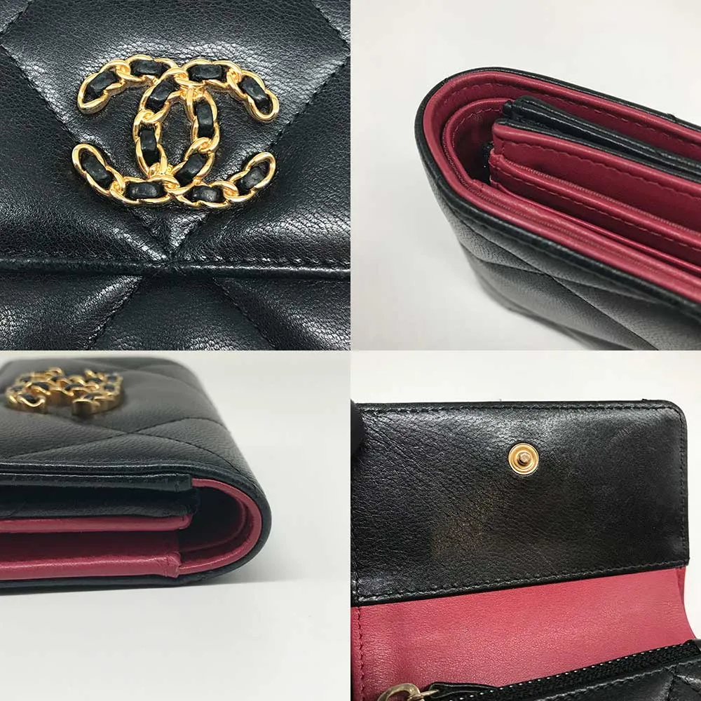 Top Quality Chanel Lambskin Small Flap Mini Wallet Black