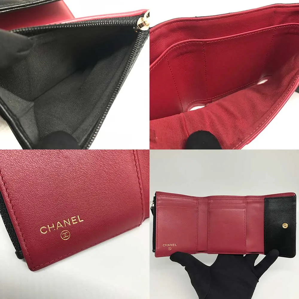 Top Quality Chanel Lambskin Small Flap Mini Wallet Black