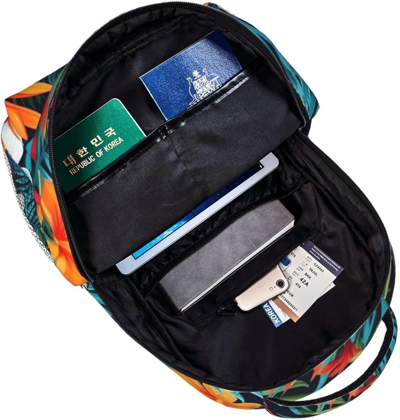 Topical Flowers Palm Leaves Backpack Lightweight Laptop Backpack Casual Daypack Travel Double Shoulder Bag For Women Men