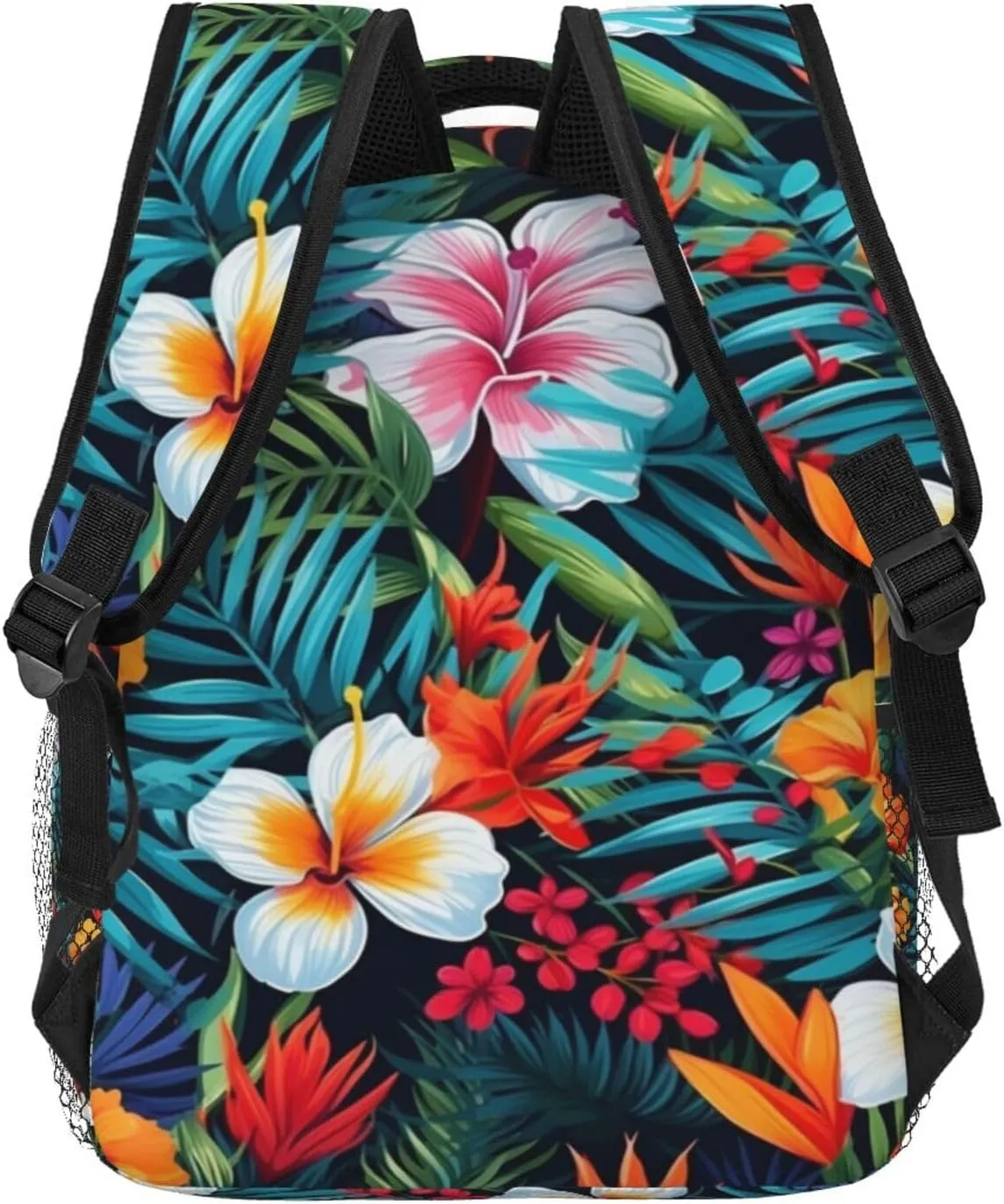 Topical Flowers Palm Leaves Backpack Lightweight Laptop Backpack Casual Daypack Travel Double Shoulder Bag For Women Men