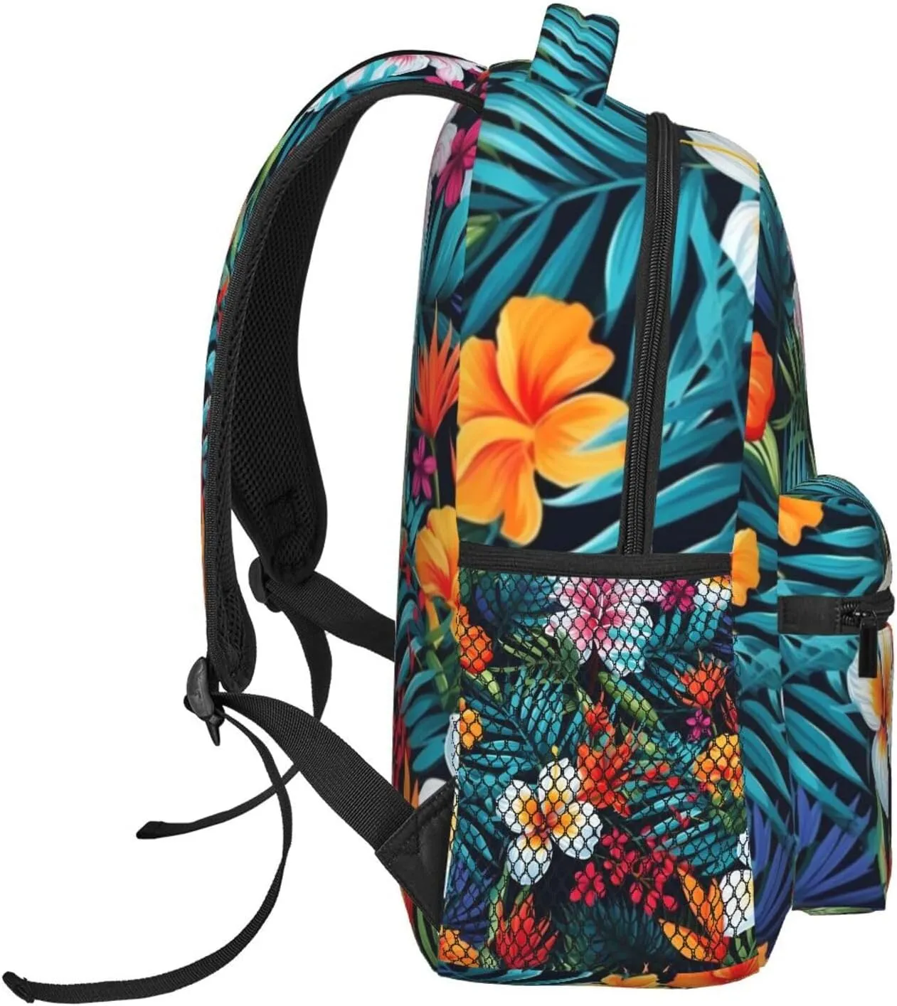 Topical Flowers Palm Leaves Backpack Lightweight Laptop Backpack Casual Daypack Travel Double Shoulder Bag For Women Men