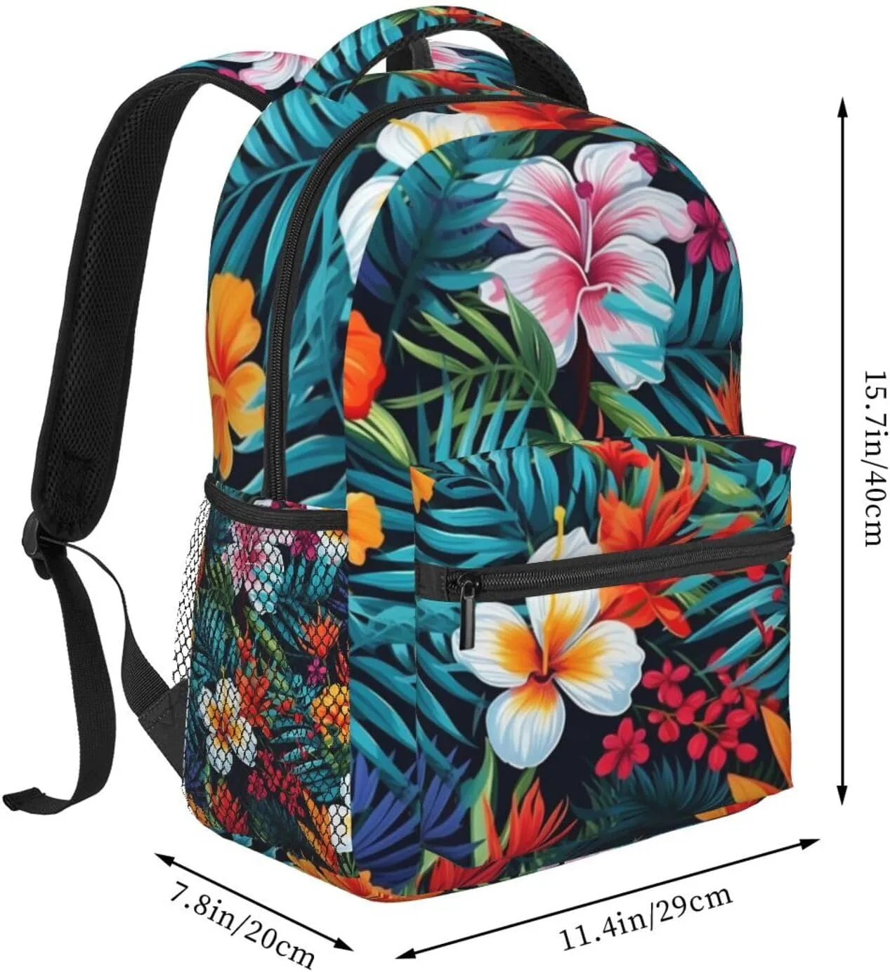 Topical Flowers Palm Leaves Backpack Lightweight Laptop Backpack Casual Daypack Travel Double Shoulder Bag For Women Men