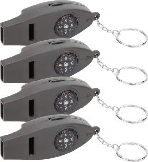 Topyond Outdoor Survival Whistle Set - 4pcs Multifunctional Portable Tools: Whistle, Magnifying Glass, Compass, Thermometer
