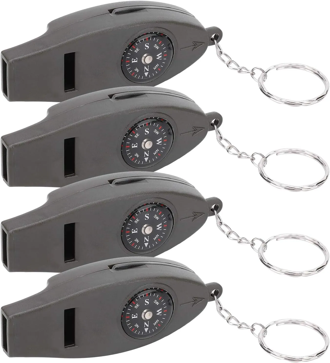 Topyond Outdoor Survival Whistle Set - 4pcs Multifunctional Portable Tools: Whistle, Magnifying Glass, Compass, Thermometer