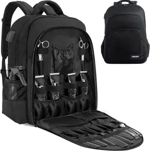 TORIBIO Barber Supplies Bag for Clippers and Supplies, Hairstylist Clipper Portable Backpack for Barber Tools (Black)