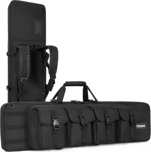TORIBIO Double Rifle Case Soft Bag 48" Gun Case Tactical for Rifle Pistol Firearm Storage, Transportation and Hunting Shooting Range, Rifle Backpack
