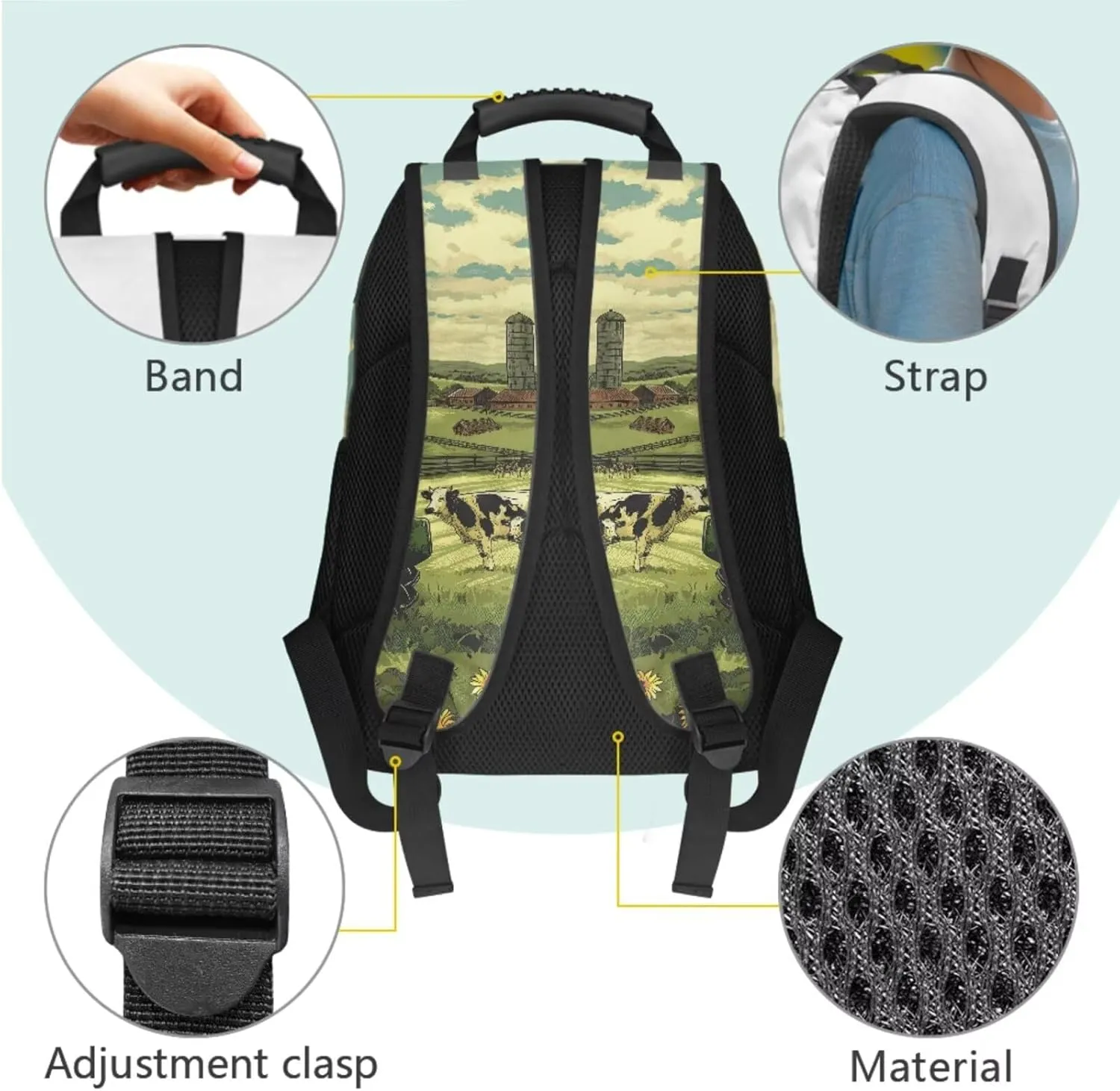 Tractor Backpack for Boys Ergonomic Kids Bookbag and Lunch Box Set Ages 12-14 Spacious Elementary School Bag 6th Grade Book Bag with Water Bottle Holder 4-Piece