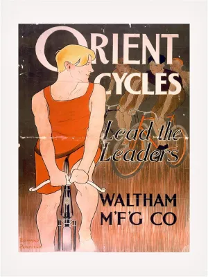 Trademark Fine Art Canvas Wall Art - Edward Penfield 'Orient Cycles Lead the Leaders. Waltham Mfg Co' Wall Art for Living Room, Bedroom, or Office Décor