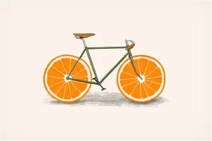 Trademark Fine Art Canvas Wall Art - Florent Bodart 'Orange Wheels' Wall Art for Living Room, Bedroom, or Office Décor