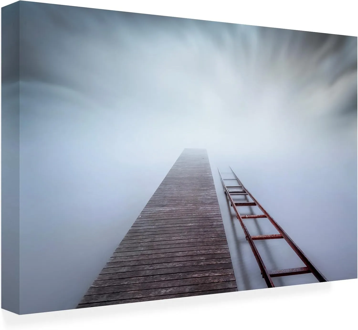 Trademark Fine Art Canvas Wall Art - Joaquin Guerola 'Pier And Rail' Wall Art for Living Room, Bedroom, or Office Décor 32 x 22 Inches