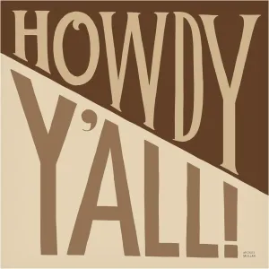 Trademark Fine Art Canvas Wall Art - Michael Mullan 'Southern Pride Sayings Howdy Yall Tan' Wall Art for Living Room, Bedroom, or Office Décor
