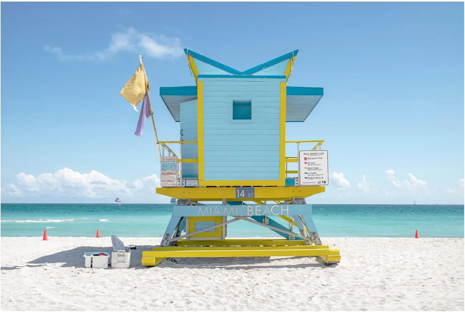 Trademark Fine Art Canvas Wall Art - Richard Silver 'South Beach Lifeguard Chair 14th Street' Wall Art for Living Room, Bedroom, or Office Décor
