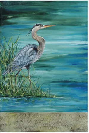 Trademark Fine Art Outdoor Canvas Art - Jean Plout 'Great Blue Heron' Wall Art for Outdoor Spaces, Patios, or Gardens