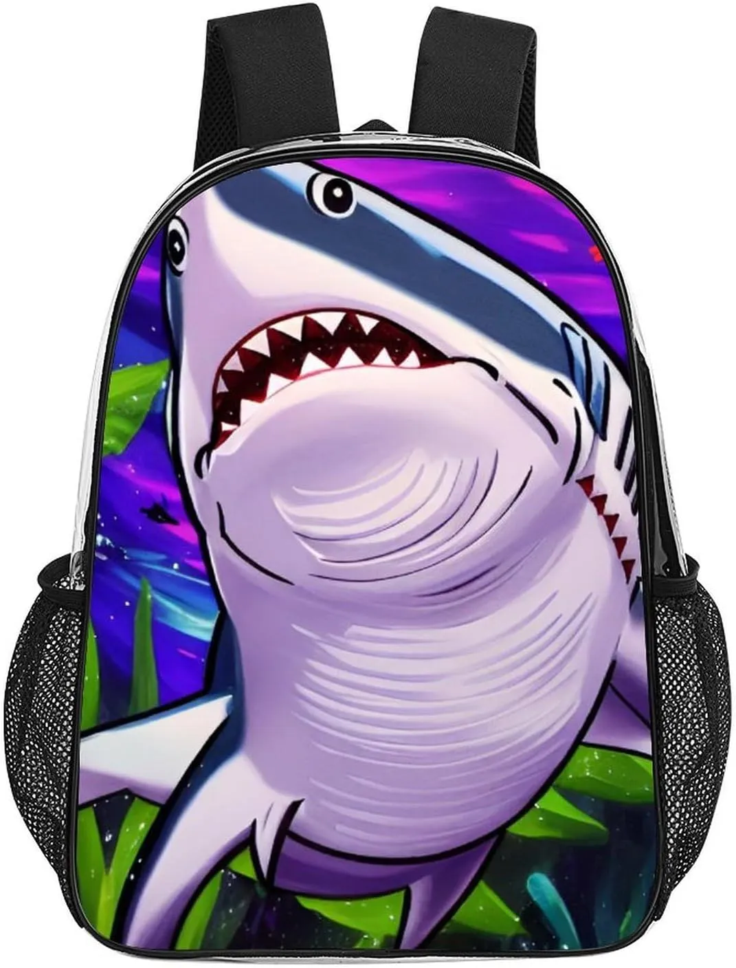 Transparent Daypack for Camping Travel Walking Cycling - Big Capacity Anti-Theft Multipurpose Bookbag, Cute Shark Art Camping Outdoor Backpack