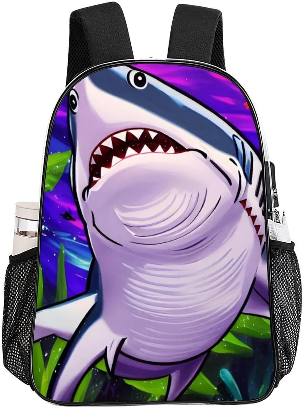 Transparent Daypack for Camping Travel Walking Cycling - Big Capacity Anti-Theft Multipurpose Bookbag, Cute Shark Art Camping Outdoor Backpack