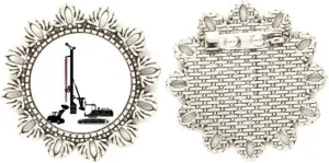 Transport Drilling Excavating Vehicle Silver Flower Brooch Hook Pin Breastpin