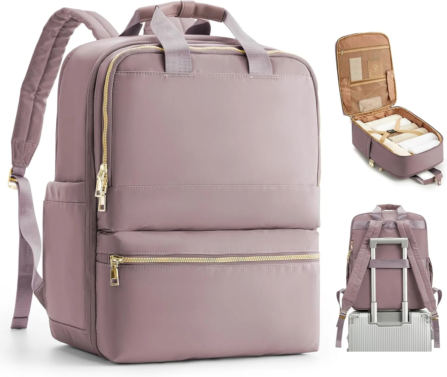 Travel Backpack Carry On Flight Approved Large Travel Backpack For Women Carry On Backpack Personal Item Travel Bag Laptop Teacher Backpack Work Backpack For Traveling On Airplane Pink Purple