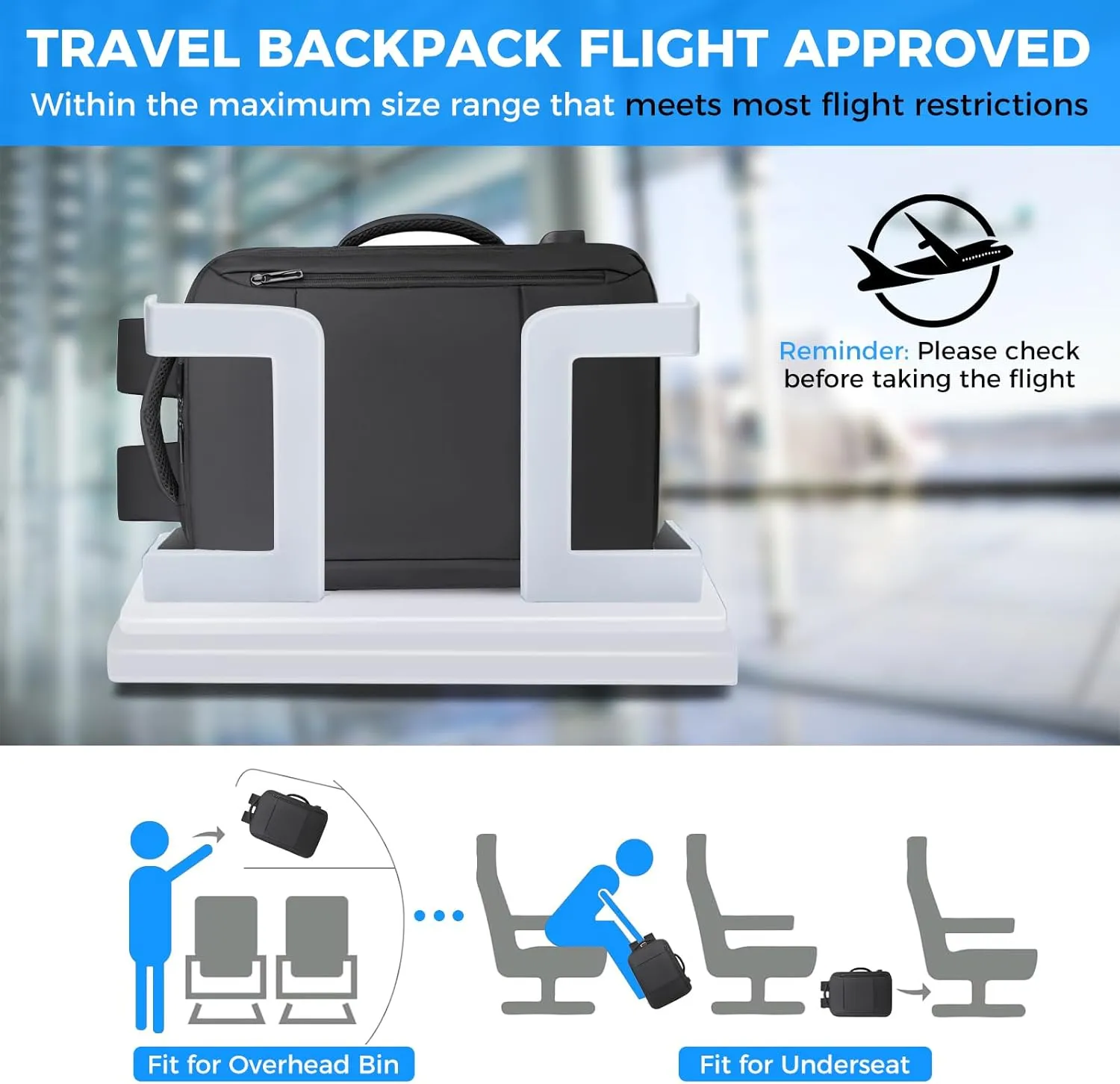 Travel Backpack for Men Women, Carry on Backpack, TSA 15.6 inch Laptop Backpack Flight Approved, Waterproof Personal Item Travel Bag, Business Work Weekender Bag Daypack Luggage - Black