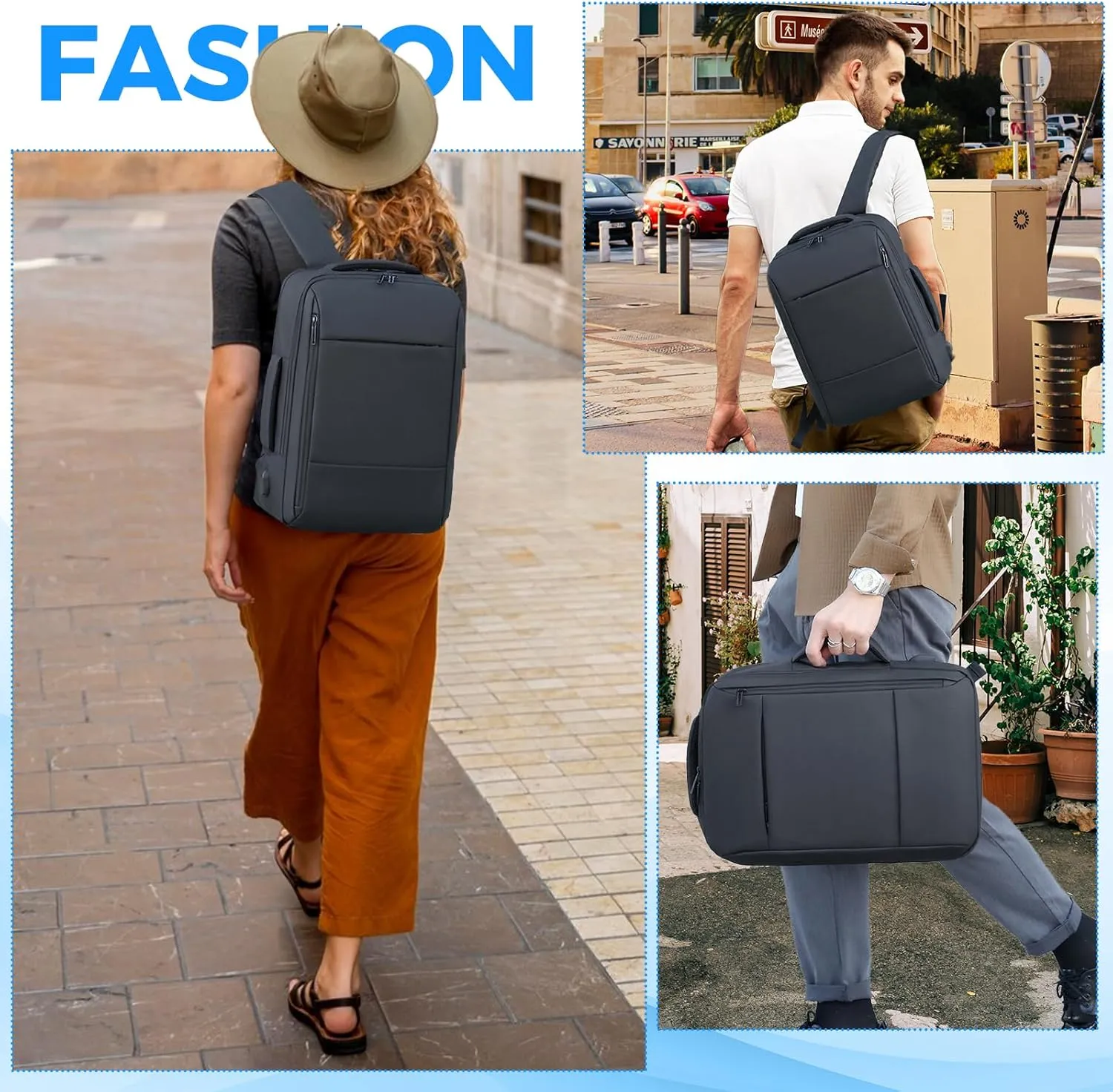 Travel Backpack for Men Women, Carry on Backpack, TSA 15.6 inch Laptop Backpack Flight Approved, Waterproof Personal Item Travel Bag, Business Work Weekender Bag Daypack Luggage - Black