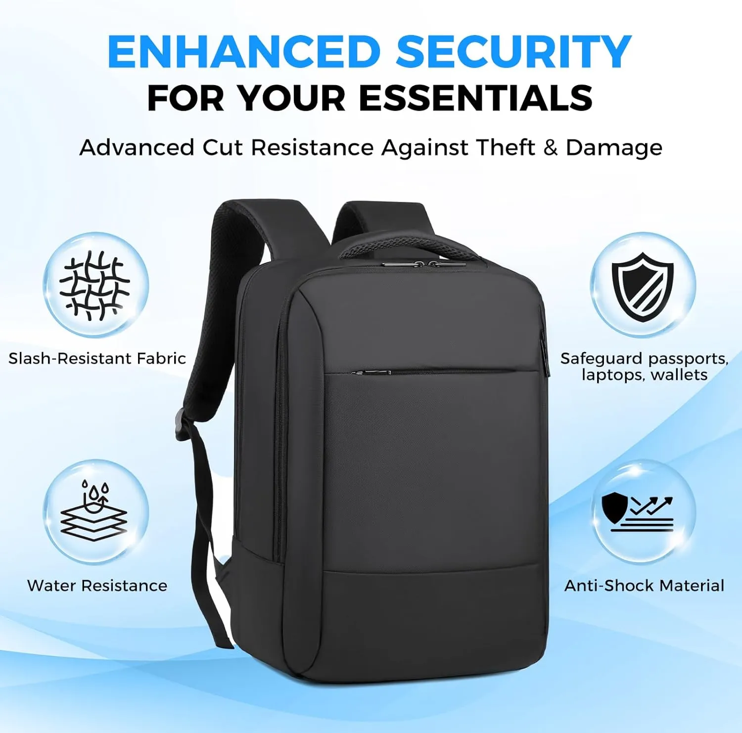 Travel Backpack for Men Women, Carry on Backpack, TSA 15.6 inch Laptop Backpack Flight Approved, Waterproof Personal Item Travel Bag, Business Work Weekender Bag Daypack Luggage - Black