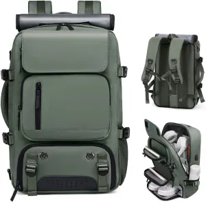 Travel Backpack for Men Women, Personal Item Travel Bag with Multi-Pockets, Carry on Backpack Fits 17.3/15.6inch Laptop (Green, 17.3 inch)