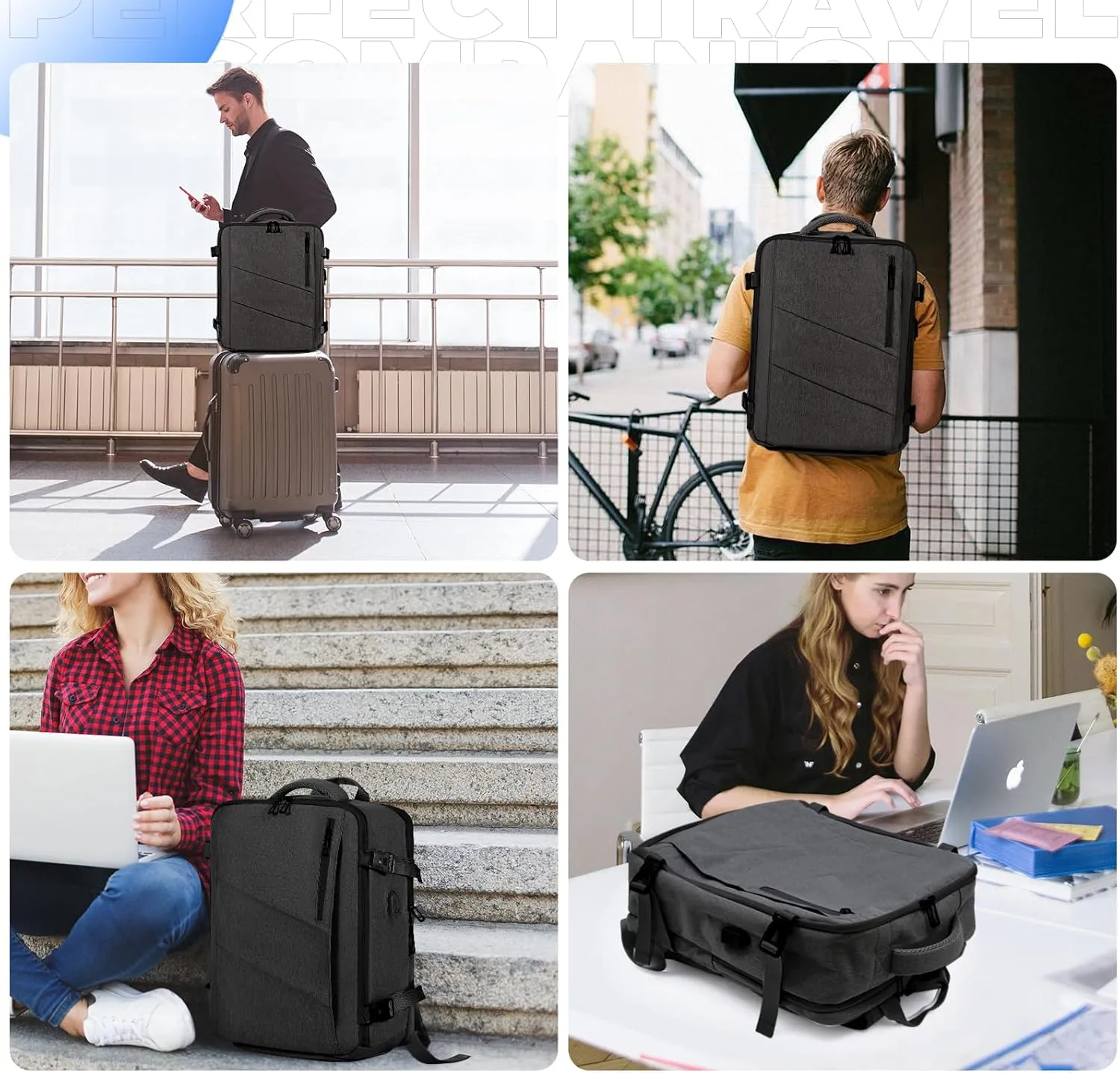 Travel Backpack for Women Men, Carry on Backpack, 18×14×8 Inches Airlines Personal Item Casual Daypacks (Dark Gray, Extra Large)