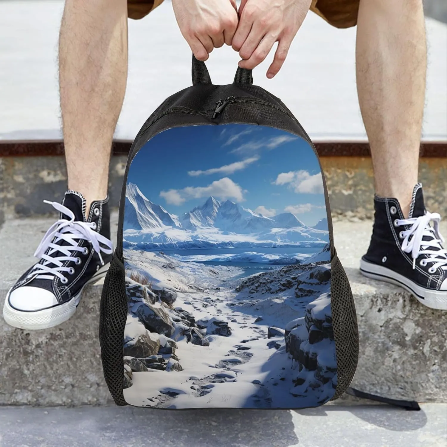 Travel Backpack for Women Men Carry On Backpack Waterproof 15.6inch Laptop Backpack Spectacular snowy mountains