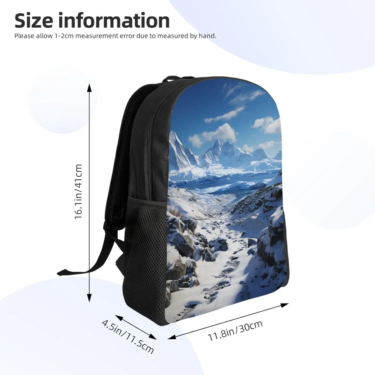 Travel Backpack for Women Men Carry On Backpack Waterproof 15.6inch Laptop Backpack Spectacular snowy mountains