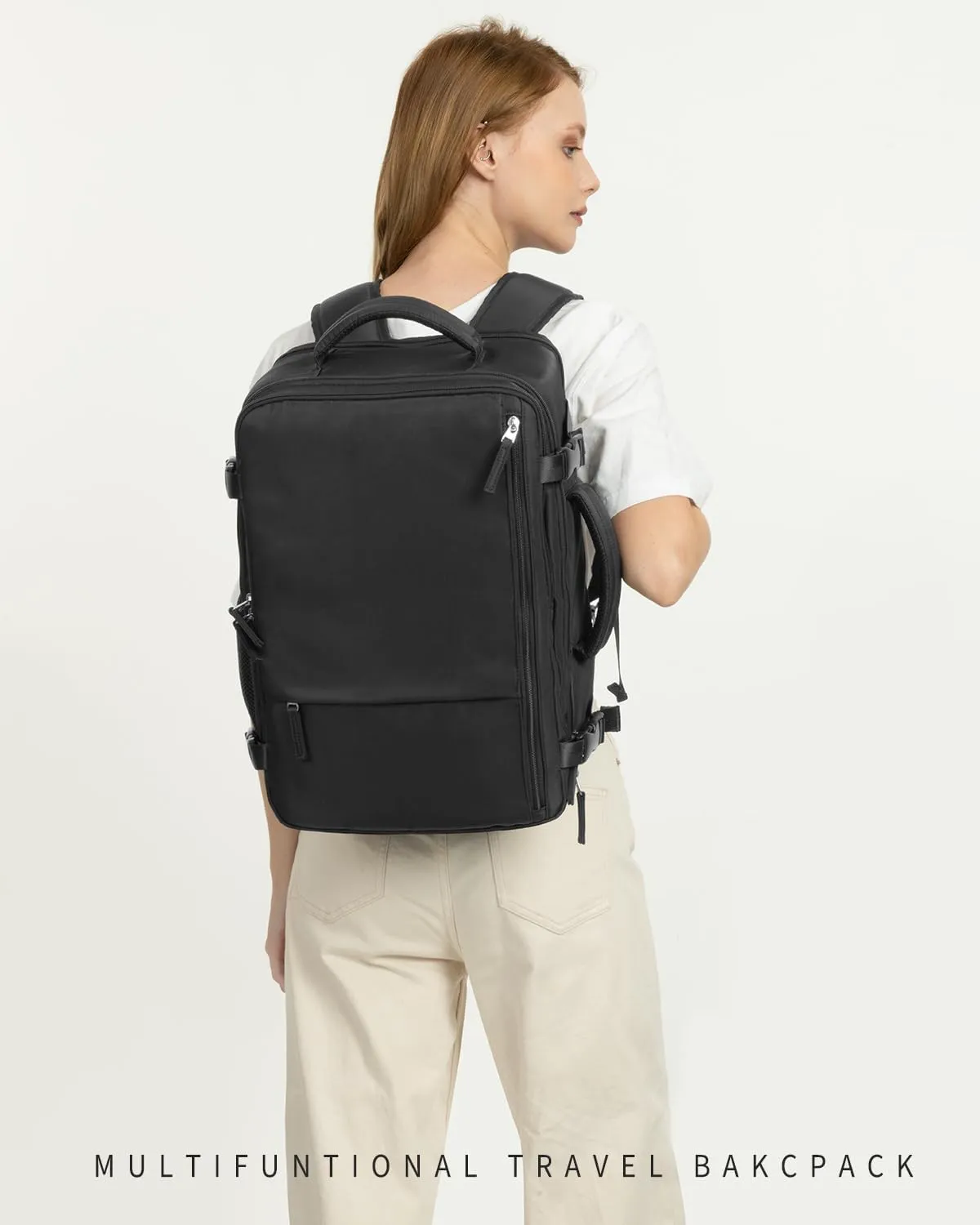 Travel Backpack for Women Men, Carry On Backpacks Personal Item Bag, TSA 17 Inch Laptop Bags, Waterproof Backpack Flight Approved, Nurse Bag Casual Daypack for School, Business, College, Black